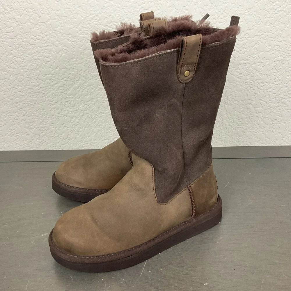 Ugg Australia Jesslyn Leather & Suede Chocolate Brown Boots Girls' Size 3 US